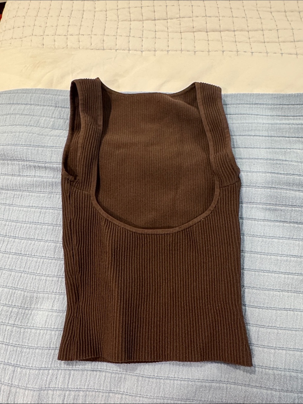 Babaton Brown Ribbed Backless Tank Top - Picture 2 of 4